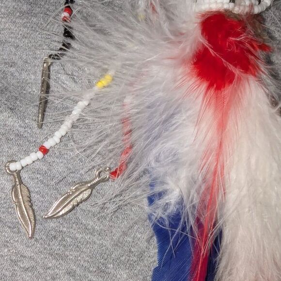 Custom Made Vintage Native American Beaded Feather Hair Clips main image 4
